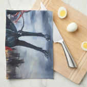 グレートデーンクリスマスフェスティバルシーズン キッチンタオル (四つ折り)