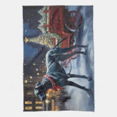 グレートデーンクリスマスフェスティバルシーズン キッチンタオル (縦)