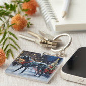 グレートデーンクリスマスフェスティバルシーズン キーホルダー (正面右)