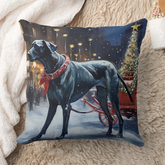 グレートデーンクリスマスフェスティバルシーズン クッション (ブランケット)