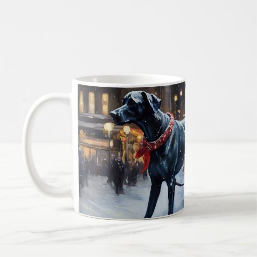 グレートデーンクリスマスフェスティバルシーズン コーヒーマグカップ (左)