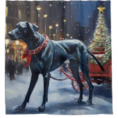 グレートデーンクリスマスフェスティバルシーズン シャワーカーテン (正面)