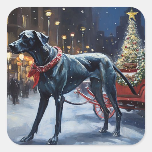グレートデーンクリスマスフェスティバルシーズン スクエアシール (正面)