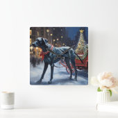 グレートデーンクリスマスフェスティバルシーズン スクエア壁時計 (ホーム)