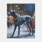 グレートデーンクリスマスフェスティバルシーズン フリースブランケット (正面)