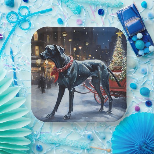 グレートデーンクリスマスフェスティバルシーズン ペーパープレート (パーティー)