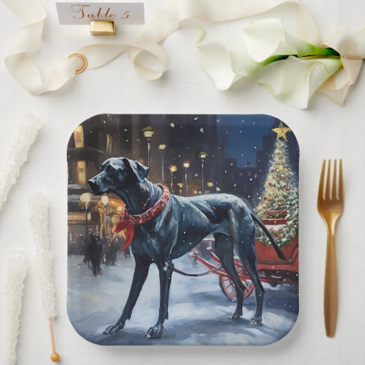 グレートデーンクリスマスフェスティバルシーズン ペーパープレート (ウェディング)