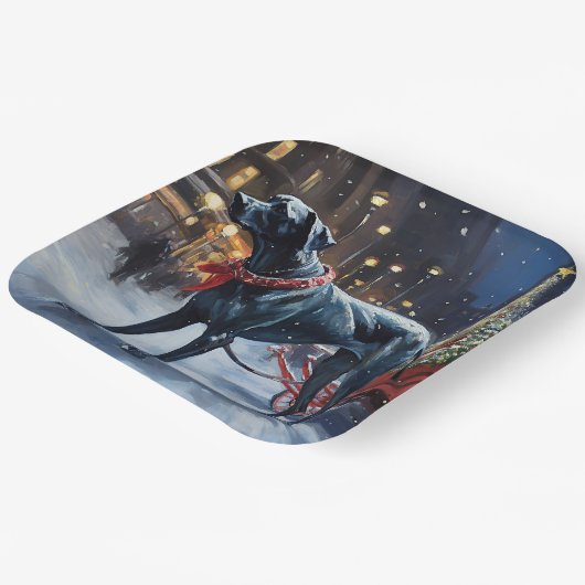 グレートデーンクリスマスフェスティバルシーズン ペーパープレート (傾斜あり)