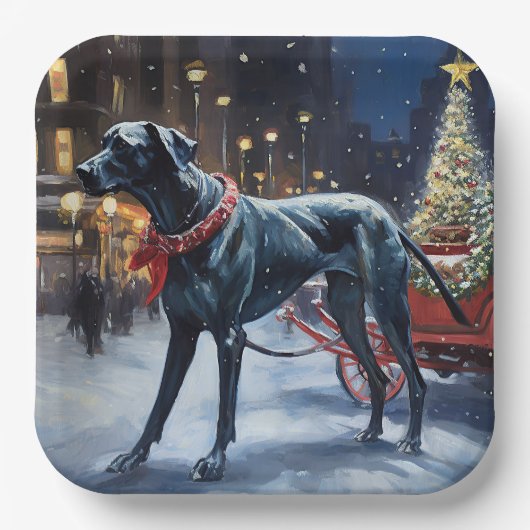 グレートデーンクリスマスフェスティバルシーズン ペーパープレート (正面)