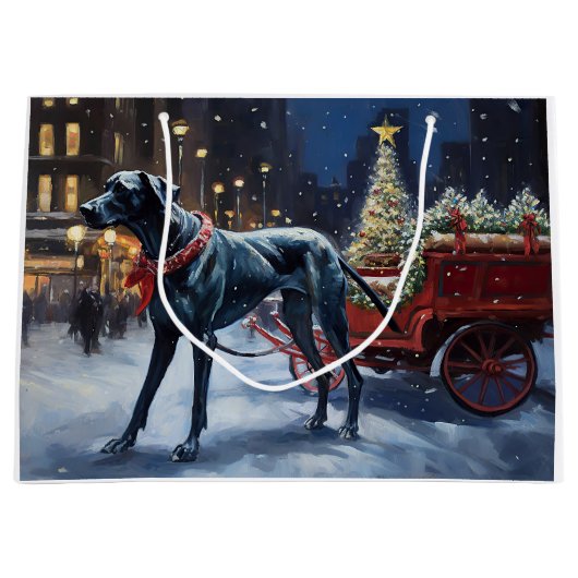 グレートデーンクリスマスフェスティバルシーズン ラージペーパーバッグ (正面)