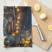 グレートデーンクリスマスフェスティバル航海 キッチンタオル (四つ折り)