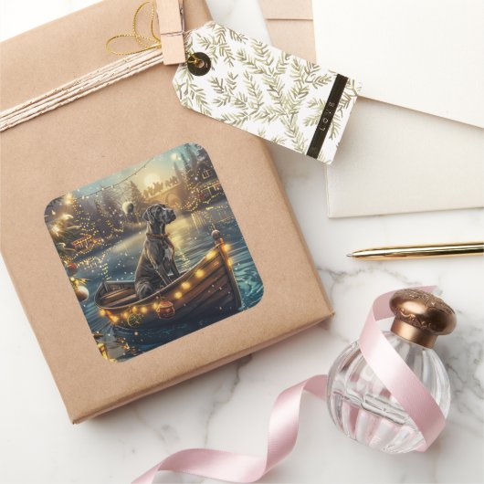 グレートデーンクリスマスフェスティバル航海 スクエアシール (ギフト)