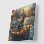 グレートデーンクリスマスフェスティバル航海 スクエア壁時計 (傾斜)