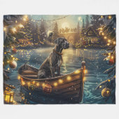 グレートデーンクリスマスフェスティバル航海 フリースブランケット (正面(横))