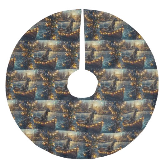 グレートデーンクリスマスフェスティバル航海 ブラッシュドポリエステルツリースカート (正面)