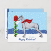 グレートデーンクリスマスメールブルーUC 招待状 (正面/裏面)