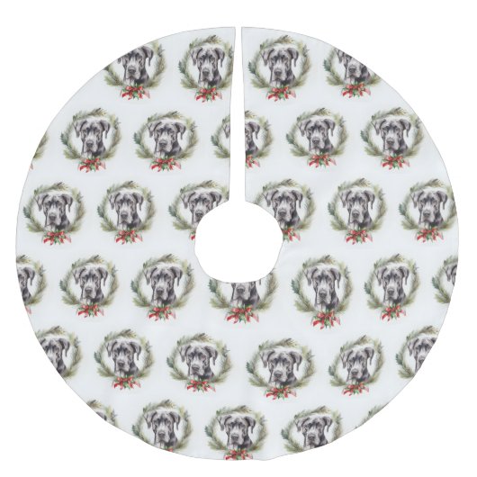 グレートデーンクリスマスリースフェスティバルカップ ブラッシュドポリエステルツリースカート (正面)