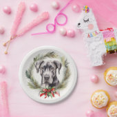 グレートデーンクリスマスリースフェスティバルカップ ペーパープレート (パーティー)