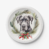 グレートデーンクリスマスリースフェスティバルカップ ペーパープレート (正面)
