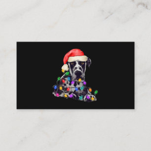 グレートデーンサンタクリスマスツリーライトクリスマスボーイズD 名刺