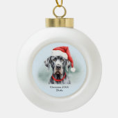 グレートデーンサンタハパーソナライズされたット セラミックボールオーナメント (正面)