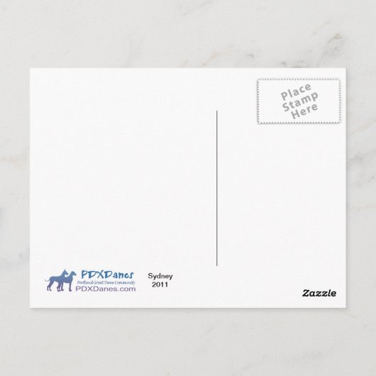 グレートデーンシドニーアットザビーチ ポストカード (裏面)