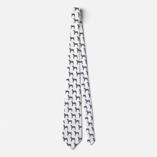 グレートデーンシルエットイエロー&ブラックグリッドホワイト ネクタイ (正面)