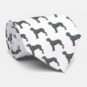 グレートデーンシルエットイエロー&ブラックグリッドホワイト ネクタイ (ロール)