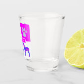 グレートデーンシルエットドッグ&ポーピンクブルースクエア ショットグラス (右)