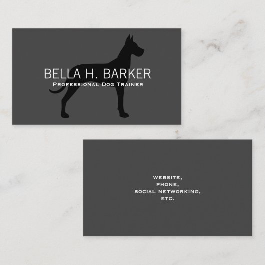 グレートデーンシルエットブラックオングレー 名刺 (正面/裏面)
