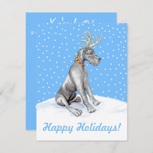 グレートデーントナディアクリスマスブラックUC 招待状 (正面/裏面)