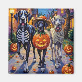 グレートデーントリックまたはトリートハロウィーンコスチューム マグネット (正面)