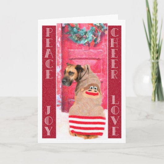 グレートデーンドッグのクリスマスグリーティングカード シーズンカード (正面)