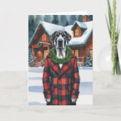 グレートデーンドッグのクリスマスグリーティング カード (正面)