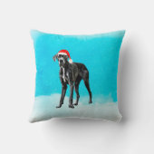 グレートデーンドッグオンクリスマスハットビーチ クッション (裏面)