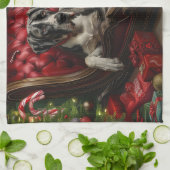 グレートデーンドッグクリスマスフェスティバル キッチンタオル (折り畳み)