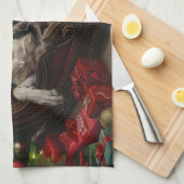 グレートデーンドッグクリスマスフェスティバル キッチンタオル (四つ折り)