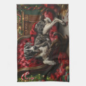 グレートデーンドッグクリスマスフェスティバル キッチンタオル (縦)