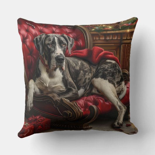 グレートデーンドッグクリスマスフェスティバル クッション (裏面)