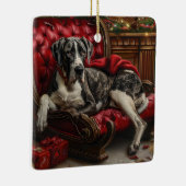 グレートデーンドッグクリスマスフェスティバル セラミックオーナメント (右)