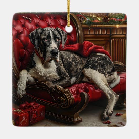 グレートデーンドッグクリスマスフェスティバル セラミックオーナメント (裏面)