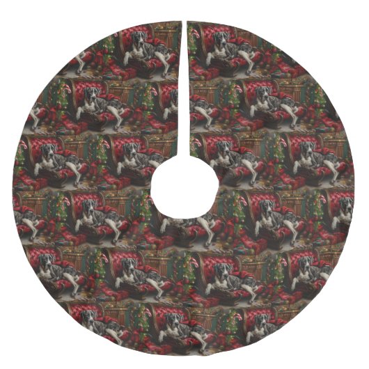 グレートデーンドッグクリスマスフェスティバル ブラッシュドポリエステルツリースカート (正面)