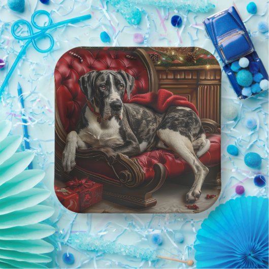 グレートデーンドッグクリスマスフェスティバル ペーパープレート (パーティー)