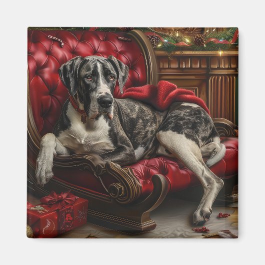 グレートデーンドッグクリスマスフェスティバル マグネット (正面)