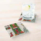 グレートデーンドッグクリスマス ガラスコースター (アングル)