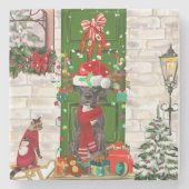 グレートデーンドッグクリスマス ストーンコースター (正面)