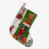 グレートデーンドッグクリスマス スモールクリスマスストッキング (正面 (吊り時))