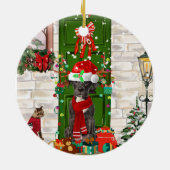 グレートデーンドッグクリスマス セラミックオーナメント (裏面)