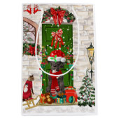 グレートデーンドッグクリスマス ミディアムペーパーバッグ (正面)