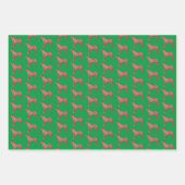 グレートデーンドッグシルエットグリーンウメリーォーフマス ラッピングペーパーシート (正面3)